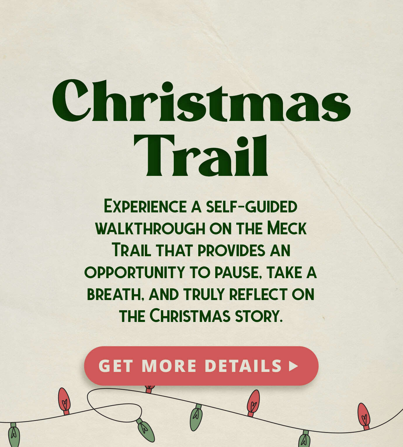 Christmas Trail, Walking Trail in Charlotte, NC, Christmas Story, Christmas at Meck, Merry Christmas, Christmas Church Service, Christmas Eve Church Service, Christmas Program for Kids, Christmas Eve Service in Charlotte, NC, Huntersville, Mooresville, Ha